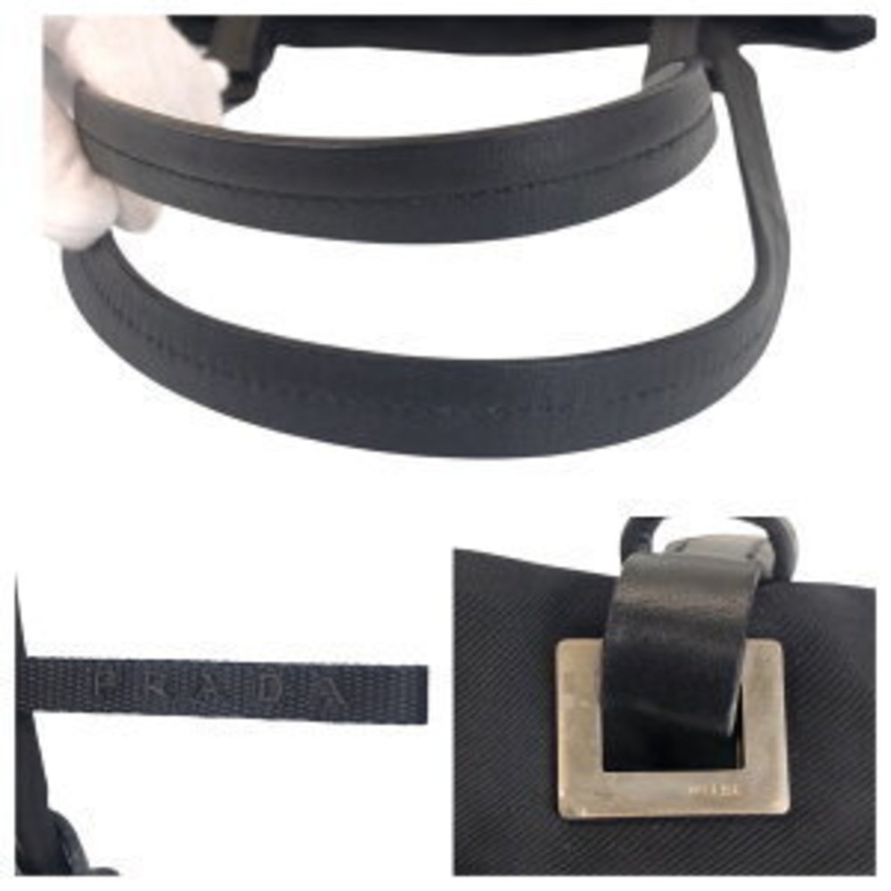 Prada Leather Nylon Tessuto Triangular Black Shou… - image 4